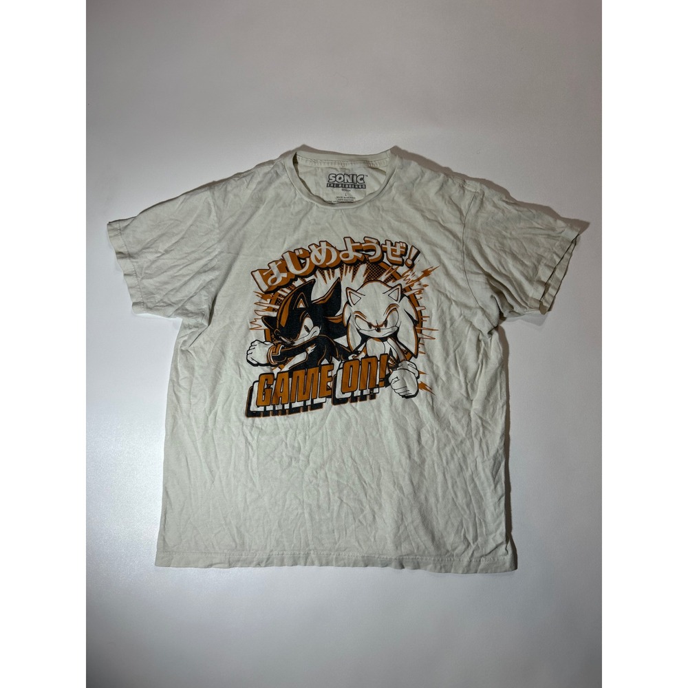 Sonic The Hedgehog T-Shirt Mens L Off-White Excellent Game On Sonic Shadow Sega